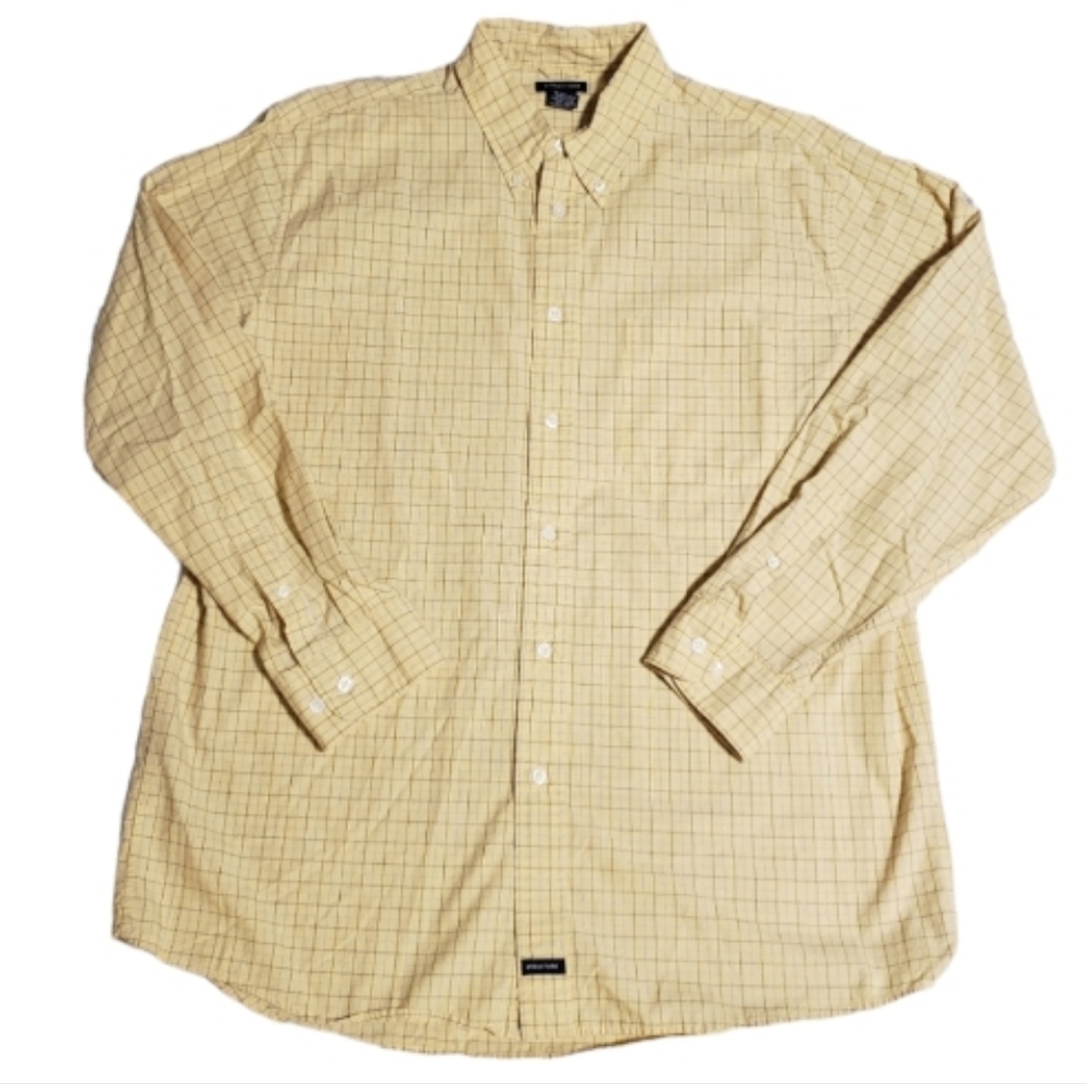Structure Men's Large Plaid Y2K Button Front Cuff Work Dress Long Sleeve Shirt